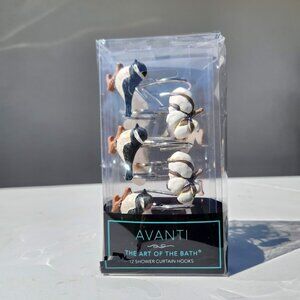 NEW Shower Curtain Hooks Multicolor Chickadee Bird Bathroom Decor Cotton Ball Pl